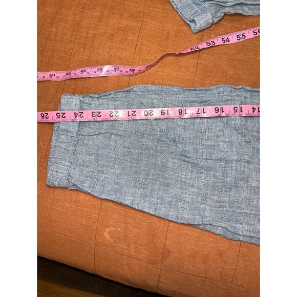 Athleta Cabo Linen Jogger Pants Size 12 Light Blue Elastic Waist & Drawstring WO - Picture 8 of 9